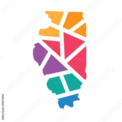 colorful geometric Illinois map- vector illustration Poster Mural XXL