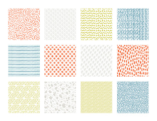 Poster - Hand drawn textures. Brush pen ink texture with abstract grunge elements, doodle scribble ethnic sketch. Vector waves and strokes art decoration pattern set on white background