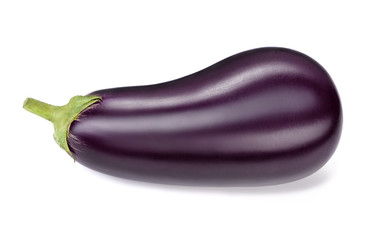 Wall Mural - single ripe eggplant isolated on white background