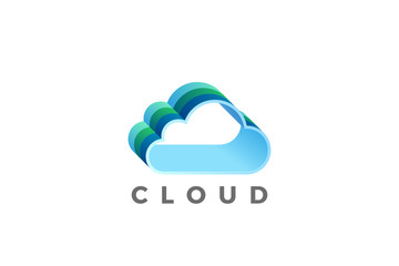 Poster - cloud computing logo design vector template. data storage network technology logotype icon.