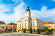Old town square with town hall in city of Kalisz, Poland