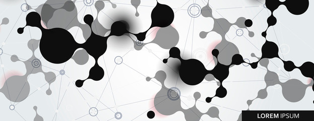 Vector abstract with connection molecules, atoms and DNA background