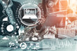 © InfiniteFlow - Data Analysis for Business and Finance Concept. Graphic interface showing future computer technology of profit analytic, online marketing research and information report for digital business strategy.
