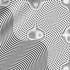 Poster - Abstract monochrome, black and white moire, interlace, jumbled cluttered lines grid, mesh background, pattern and texture. Geometric crosshatch random wavy, curvy, zig-zag, crisscross matrix of lines