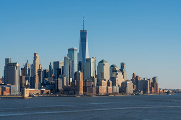 Fototapete - Scene of New york cityscape river side which location is lower manhattan which can see One world trade conter, USA, Taking from New Jersey