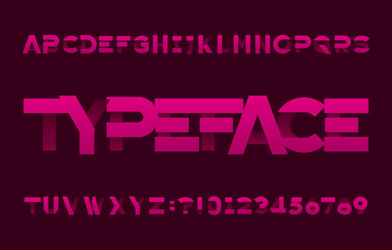 Abstract alphabet typeface. Modern letters and numbers. Stock vector font for your design.