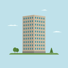 Wall Mural - Single office building. Cartoon style. Vector illustration.