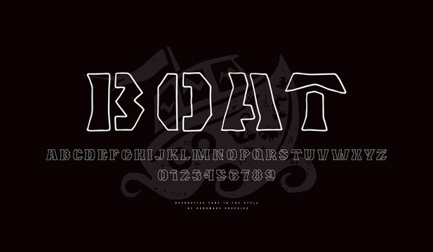 Decorative hollow font in the style of handmade graphics