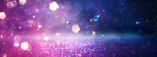 Abstract Glitter Pink, Purple And Blue Lights Background. De-focused. Banner
