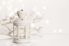 White Lantern With Candle