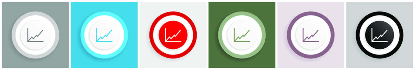 Leinwandbilder - Chart icon set, colorful flat design vector illustrations in 6 options for web design and mobile applications