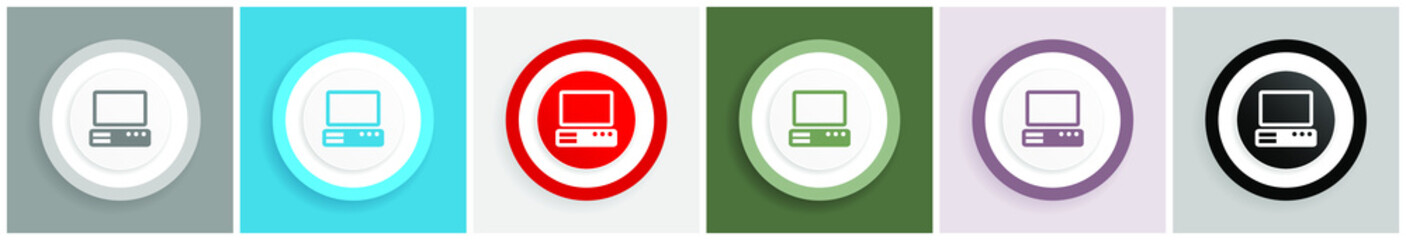 Poster - Computer icon set, colorful flat design vector illustrations in 6 options for web design and mobile applications