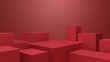 © Kan - Red booth 3D rendering background wall, can be used for banner design background and items placed background