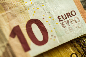 Closeup Euro Money Banknotes