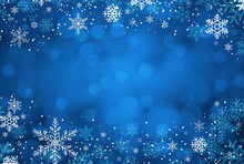 Blue Christmas Background With Snowflakes