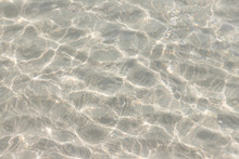 Clear Ripple Sea And Wave On White Sand At Huahin Beach In Summer Time, Thailand. Natural Ocean Water Ripple Texture.