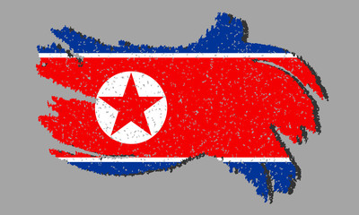 Wall Mural - North Korea grunge flag, North Korea flag with shadow on isolated background, vector illustration