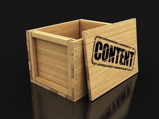 Sticker - Wooden crate with stamp Content. Image with clipping path