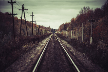 Wall Mural - The canvas of the railway goes into the distance