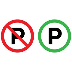 Parking is free and No parking space vector icons