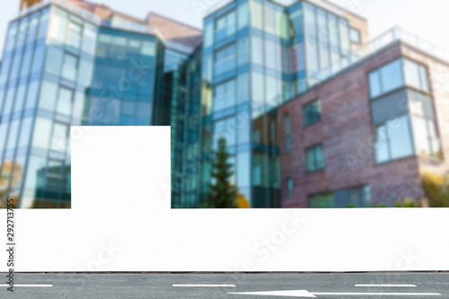 Fotografía Blank construction fence mockup, hoarding panel with copy space for branding or