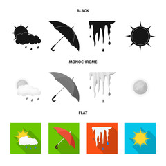 Wall Mural - Vector design of weather and climate symbol. Set of weather and cloud vector icon for stock.