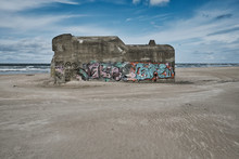Bunkers At Loekken Beach. Denmark.
