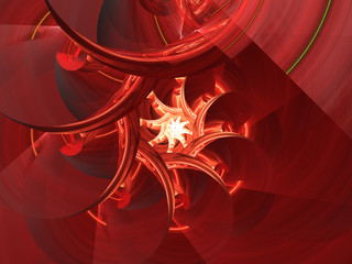 Red Glowing Spiral Fractal Background Image, Illustration - Vortex repeating spiral pattern, Symmetrical repeating geometric patterns. Abstract background