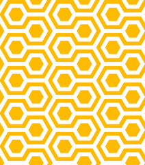 Poster - Yellow and White Hexagons Seamless Pattern. Vector Geometric Ornament. Simple Illustration for Honey Packaging