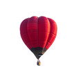 Red hot air balloons flying isolated on white background