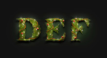 Decorative D E F Letters, New Year Font Mockup In Darkness