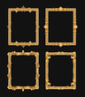 © Natalia - Golden vintage decorative vector frames set. Filigree border with text space illustration. Isolated calligraphic rectangles with copyspace. Invitation, greeting card, poster design element.