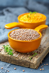 Wall Mural - Red lentils are a healthy food product.