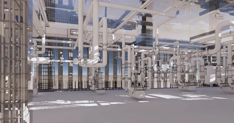 Fototapete - Conceptual visualization of the BIM model utilities of the building