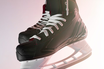 Close-up of a pair of new hockey skates