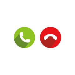 Canvas Print - phone icons for call in red and green circle with shadow for web