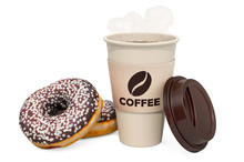 Coffee With Chocolate Donuts, 3D Rendering