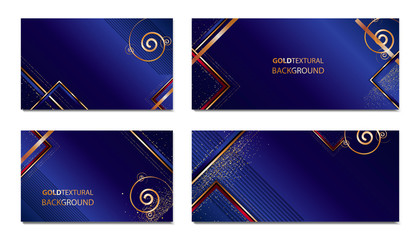 Wall Mural - Set luxury abstract dark and golden lines template background premium vector illustration