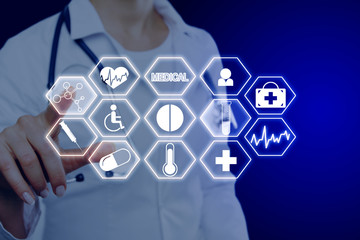 Poster - Medicine and touchscreen concept