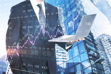 Poster - Businessman with forex laptop