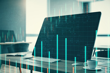 Poster - Closeup of laptop with forex chart