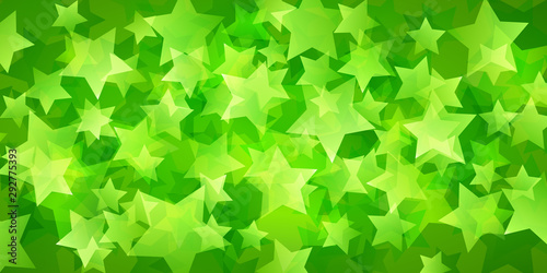 Abstract background of translucent stars in green colors
