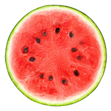 Watermelon Slice Isolated On White Background, Clipping Path, Full Depth Of Field