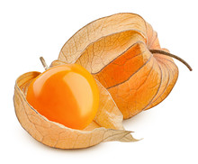 Cape Gooseberry, Physalis Isolated On White Background, Clipping Path, Full Depth Of Field