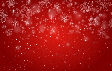 red bokeh snowflakes background
