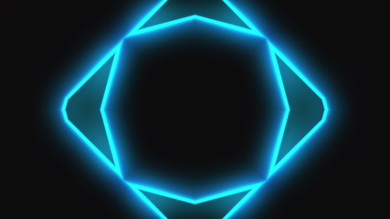 Poster - Beautiful abstract symmetry kaleidoscope with shiny neon lines, 3d rendering backdrop, computer generating background
