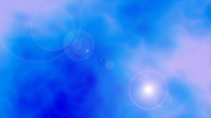 Poster - Abstract soft blue smoke like sky with clouds with lens flare effect, 3d rendering spring romantic background