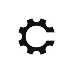 Wall Mural - Letter C Logo. Cog Gear Symbol. Wheel Icon Vector Illustration. Eps 10.