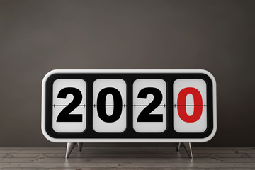 Aufkleber - Retro Flip Clock with 2020 New Year Sign. 3d Rendering