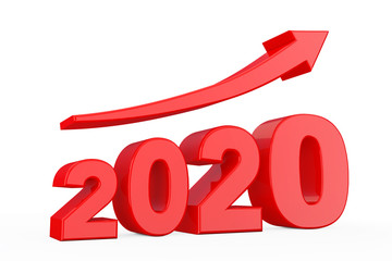 Poster - Progress Arrow in New 2020 Year Sign. 3d Rendering